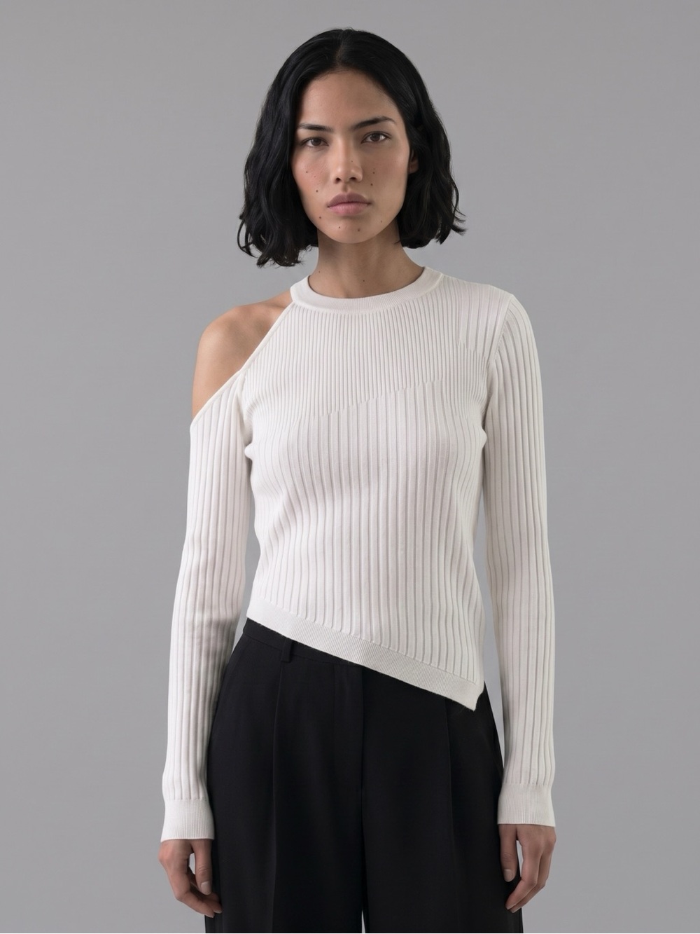 Cushnie Et Ochs White Knit Cutout Asymmetric Top